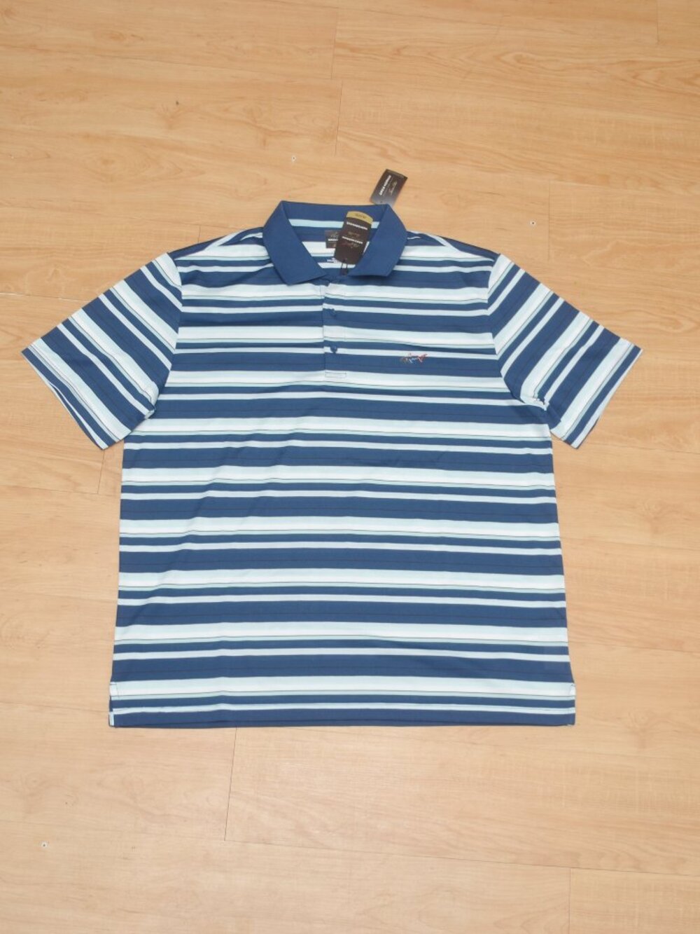 Greg Norman Men's Stripe Drifit Polo Shirt BNWT XL